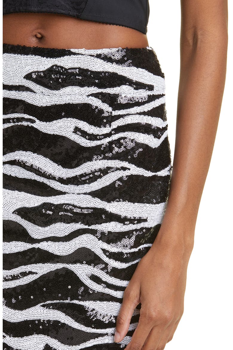 Sequin Stripe & Lace Midi Pencil Skirt, Alternate, color, BLACK/ SILVER