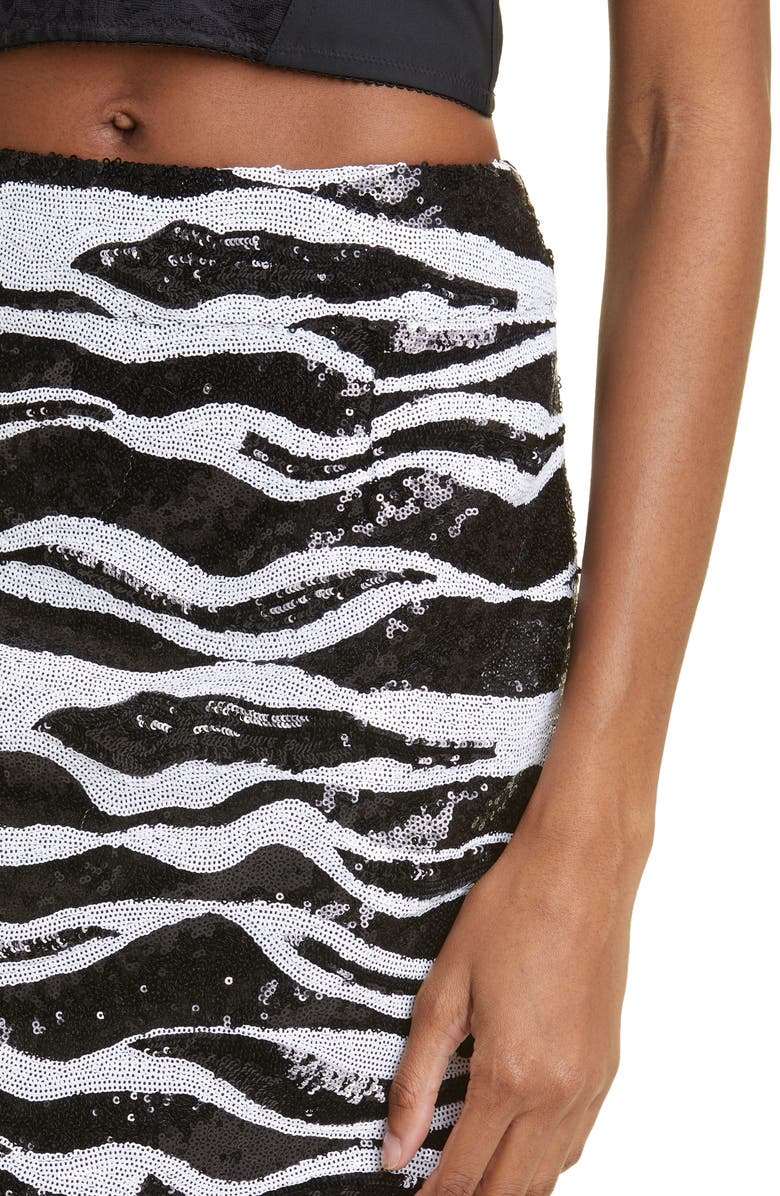Dolce&Gabbana Sequin Stripe & Lace Midi Pencil Skirt, Alternate, color, 