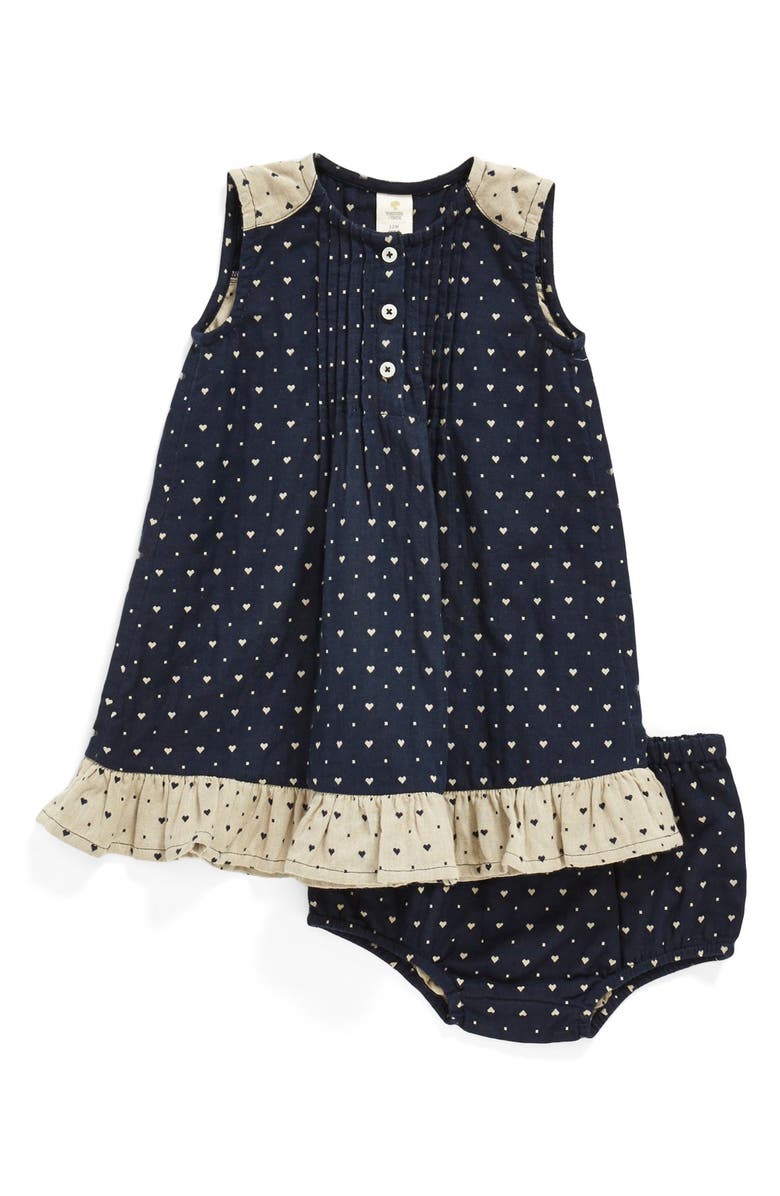 Tucker + Tate Heart Print Cotton Dress & Bloomers, Main, color, 