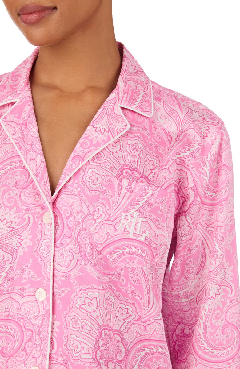 Lauren Ralph Lauren Paisley Cotton Blend Pajamas, Alternate, color, Pink Paisley