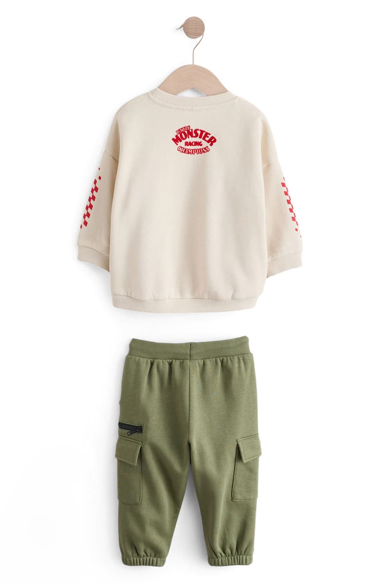 NEXT Kids' Monster Truck Cotton Blend Sweatshirt & Sweatpants Set, Alternate, color, Neutral