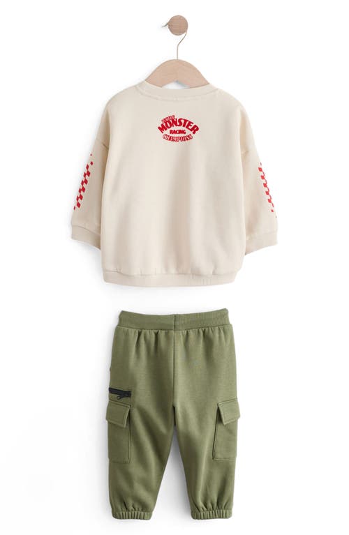 Next Kids' Monster Truck Cotton Blend Sweatshirt & Sweatpants Set In Neutral