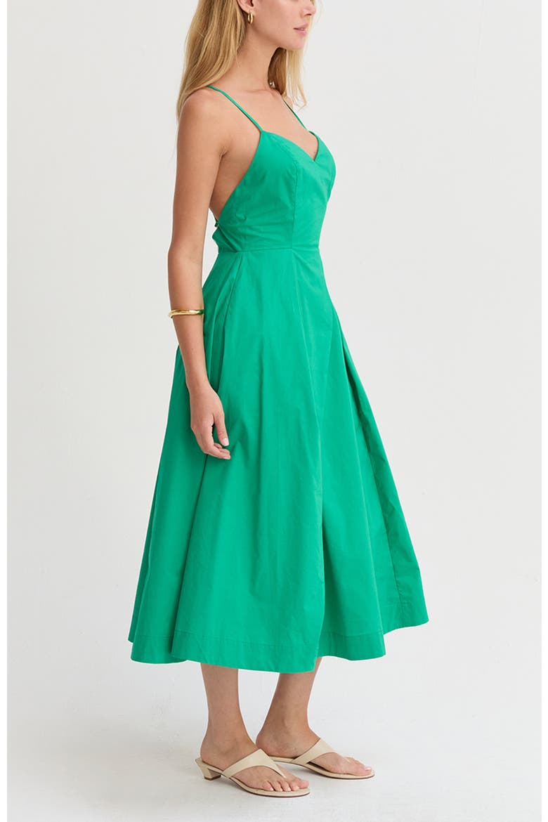 V-neck Poplin Midi Dress, Alternate, color, Green