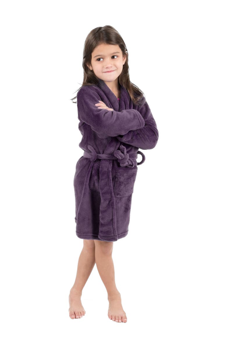 Leveret Kids Fleece Robe, Shawl Collar, Solid Colors, Main, color, Purple