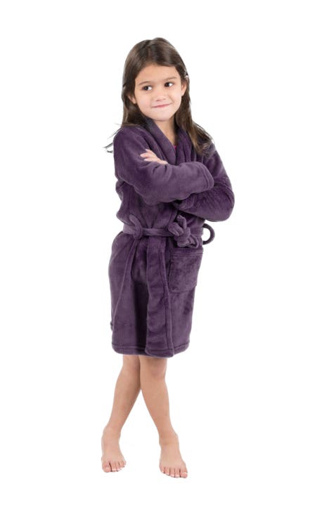 Kids Fleece Robe, Shawl Collar, Solid Colors