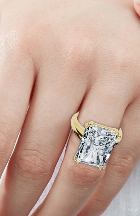 Certified 11Ct Radiant Cut Diamond Engagement Ring 14k Gold Lab Grown