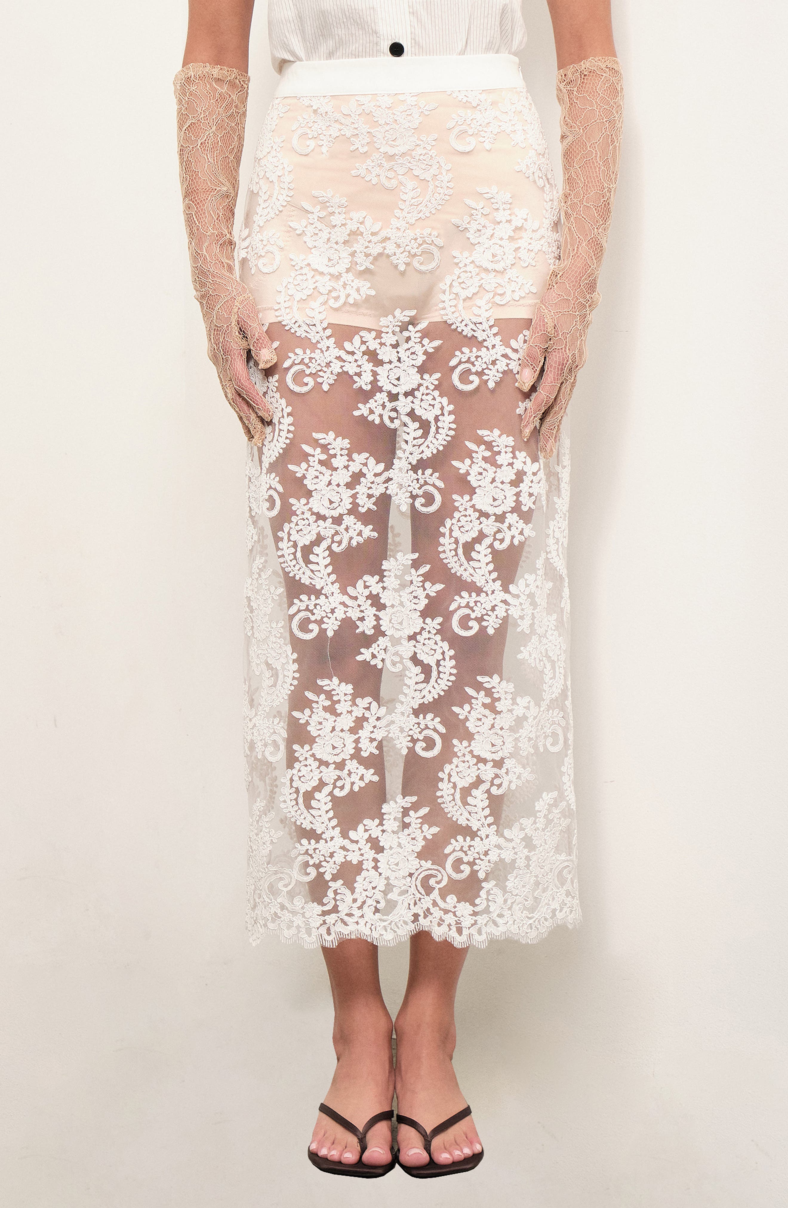 selected WHITE MESH LACE