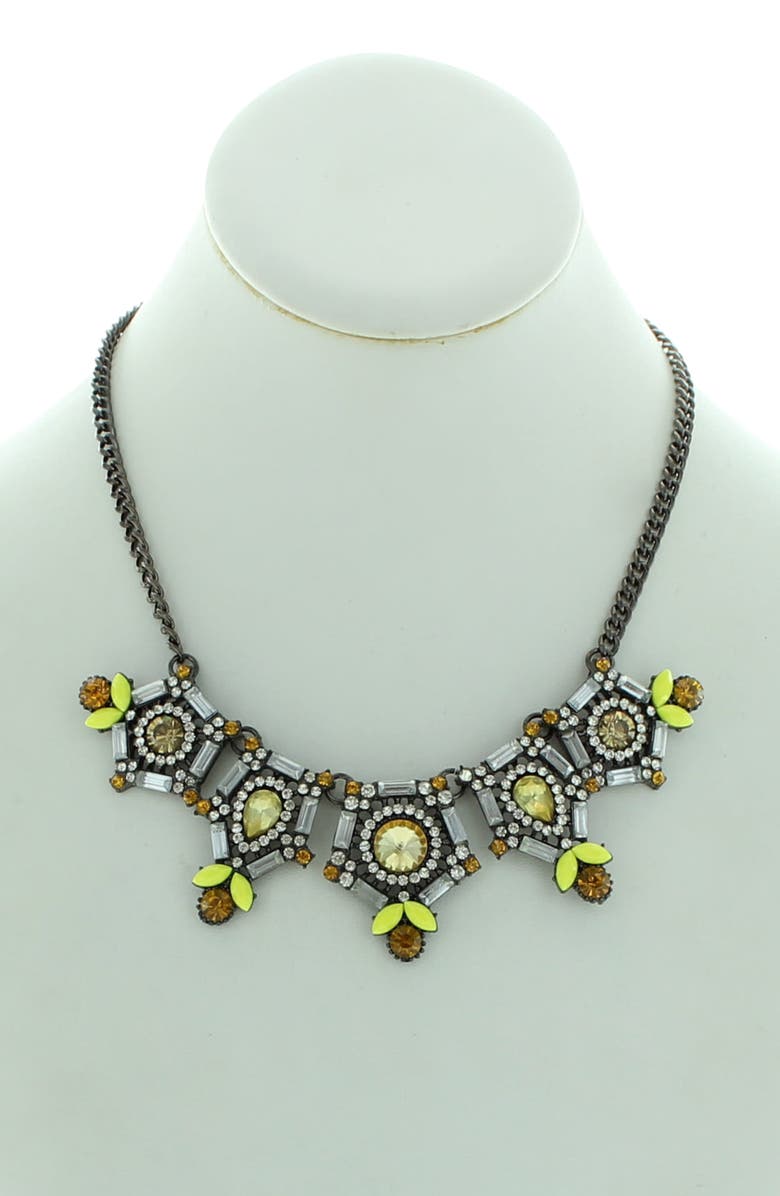 OLIVIA WELLES Zanina Bib Necklace, Alternate, color, Gunmetal / Multi