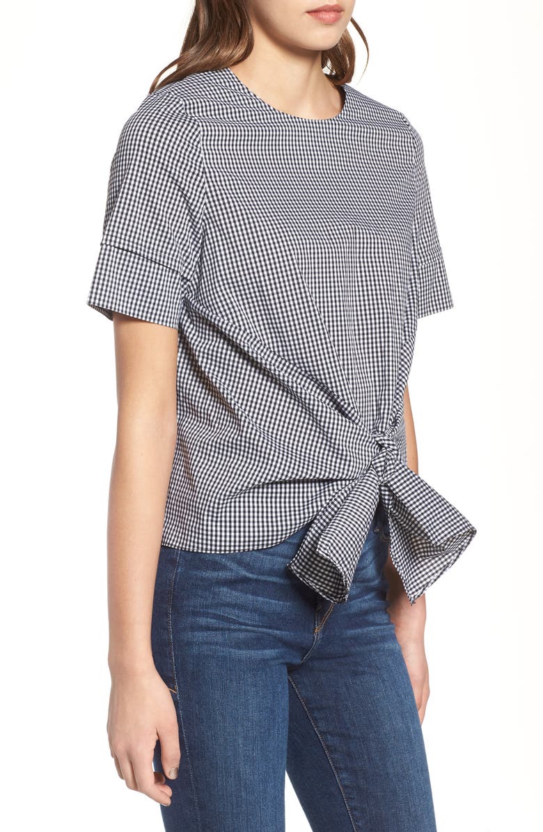 Bishop + Young Gingham Tie Front Blouse, Alternate, color,