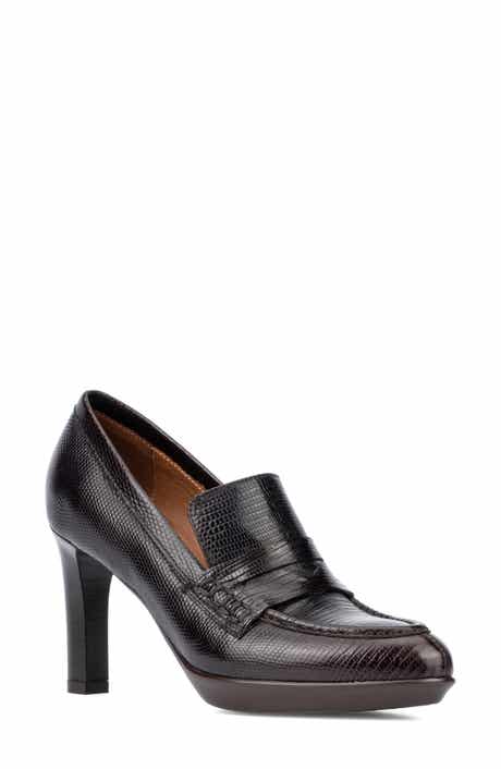 Aquatalia Rella Weatherproof Mini Lizard Embossed Penny Loafer Pump