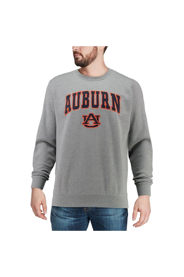 Men's Colosseum Heathered Gray Auburn Tigers Arch & Logo Crew Neck Sweatshirt, Alternate, color, Heather Gray