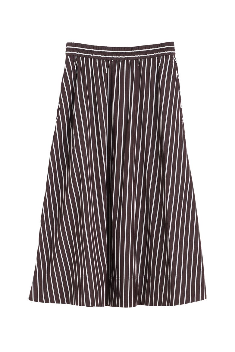 Stripe Cotton Poplin A-Line Midi Skirt, Alternate, color, CHOCOLATE PLUM