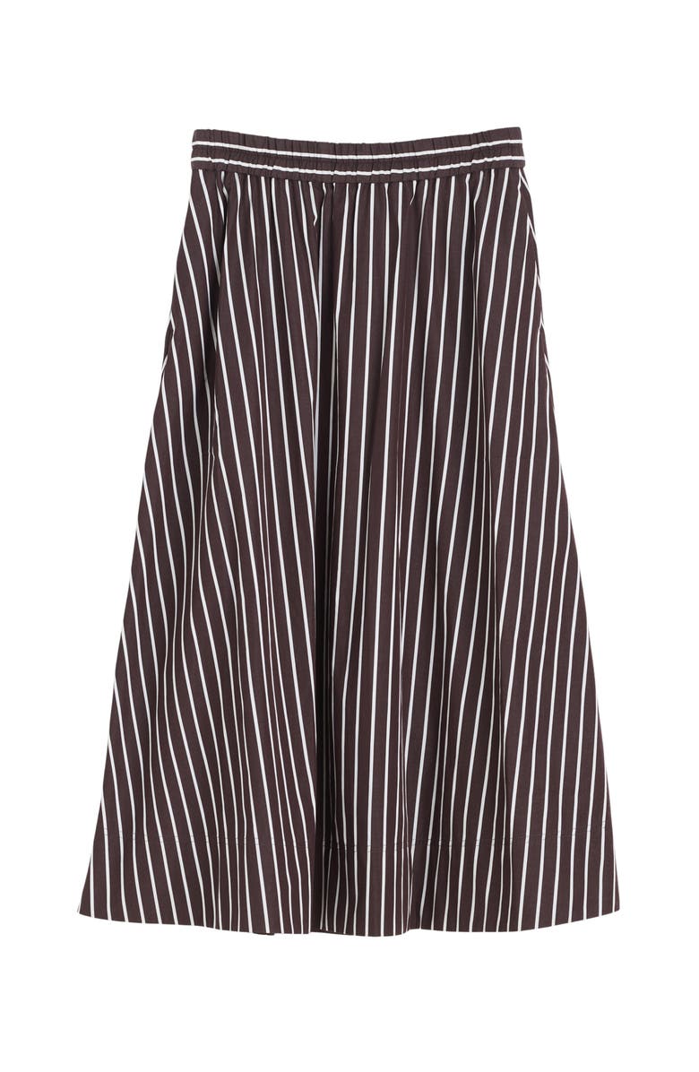 Madewell Stripe Cotton Poplin A-Line Midi Skirt, Alternate, color, Chocolate Plum