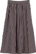 Madewell Stripe Cotton Poplin A-Line Midi Skirt