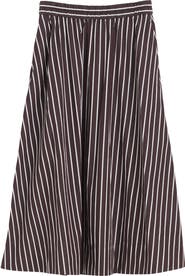 Madewell Stripe Cotton Poplin A-Line Midi Skirt