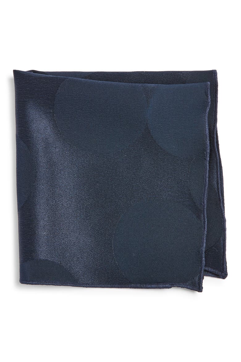 Navy Circles Silk Pocket Square, Main, color, NAVY