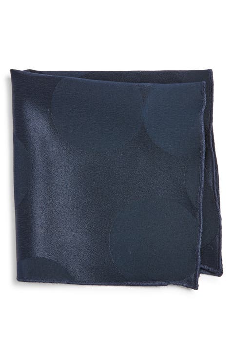 Navy Circles Silk Pocket Square