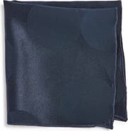CLIFTON WILSON Navy Circles Silk Pocket Square