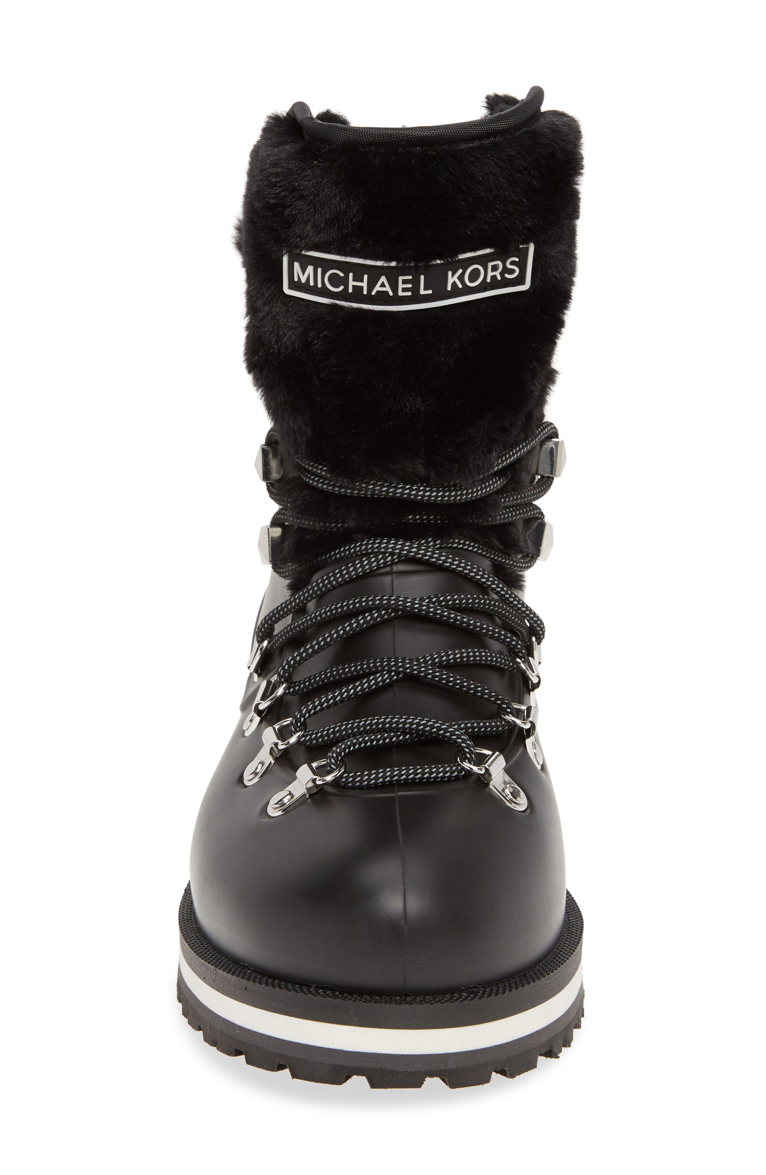 MICHAEL Michael Kors Lanis Faux Fur Trim Waterproof Lace-Up Boot, Alternate, color, 
