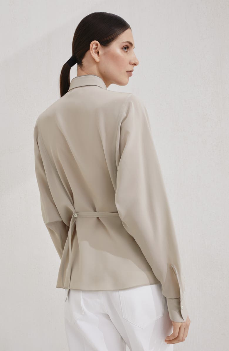 Brunello Cucinelli Crêpe de Chine shirt, Alternate, color, Cool Beige