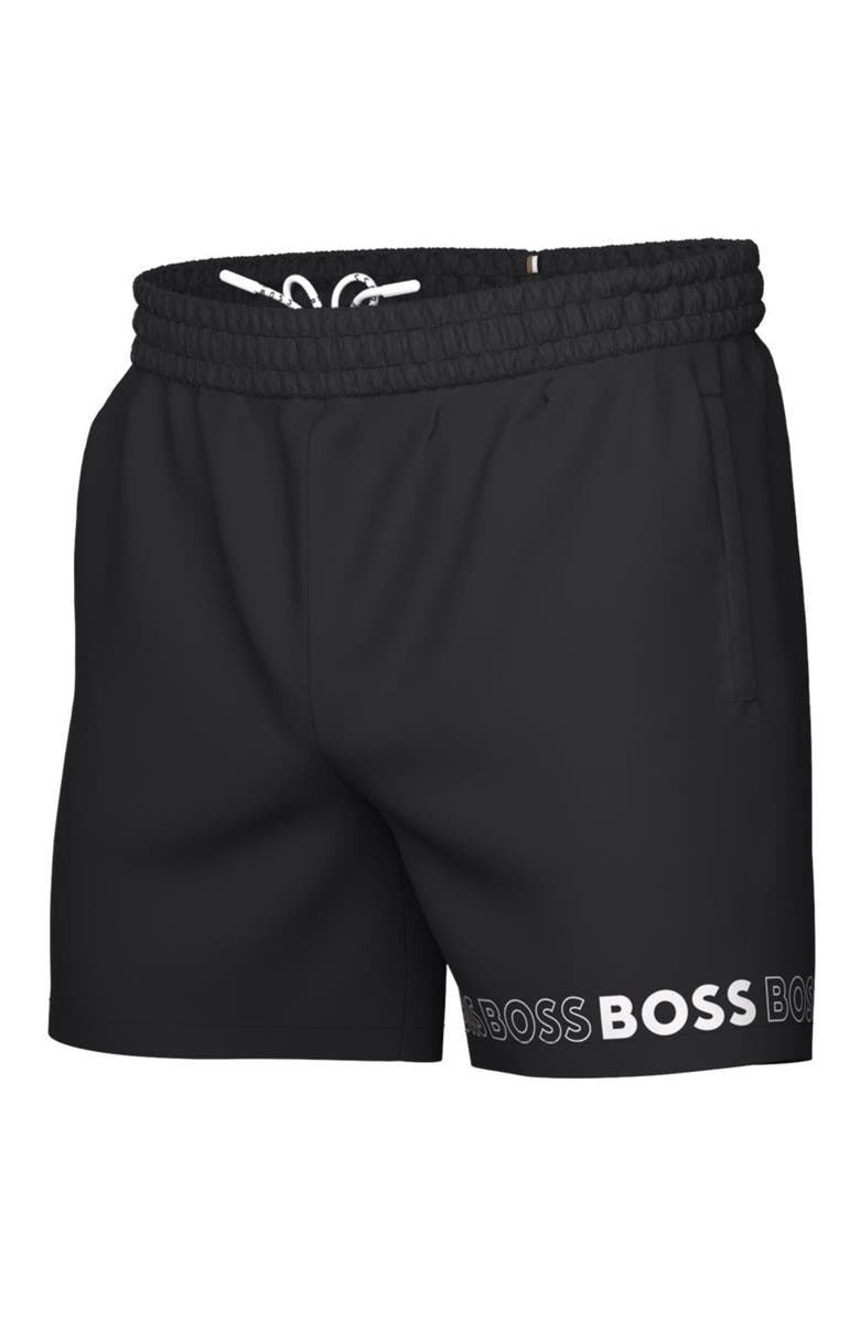 BOSS Dolphin Logo Swim Trunks, Main, color, 