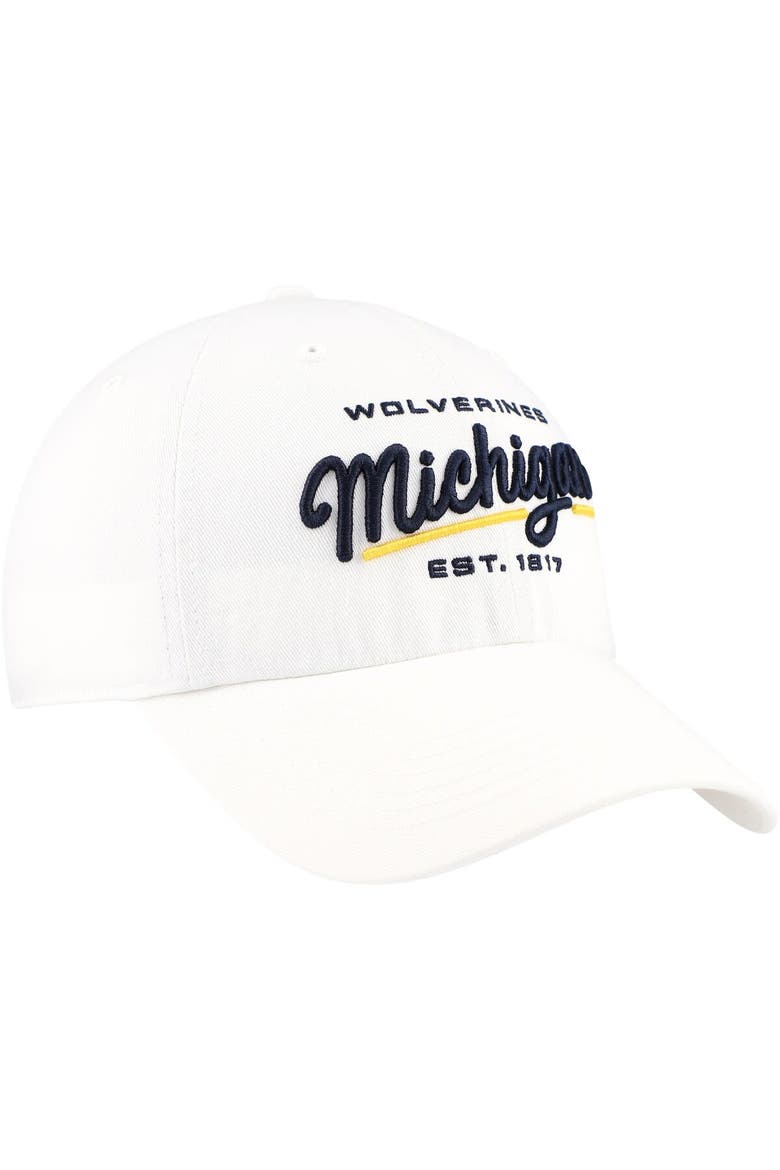 Women's '47 White Michigan Wolverines Sidney Clean Up Adjustable Hat, Alternate, color, White
