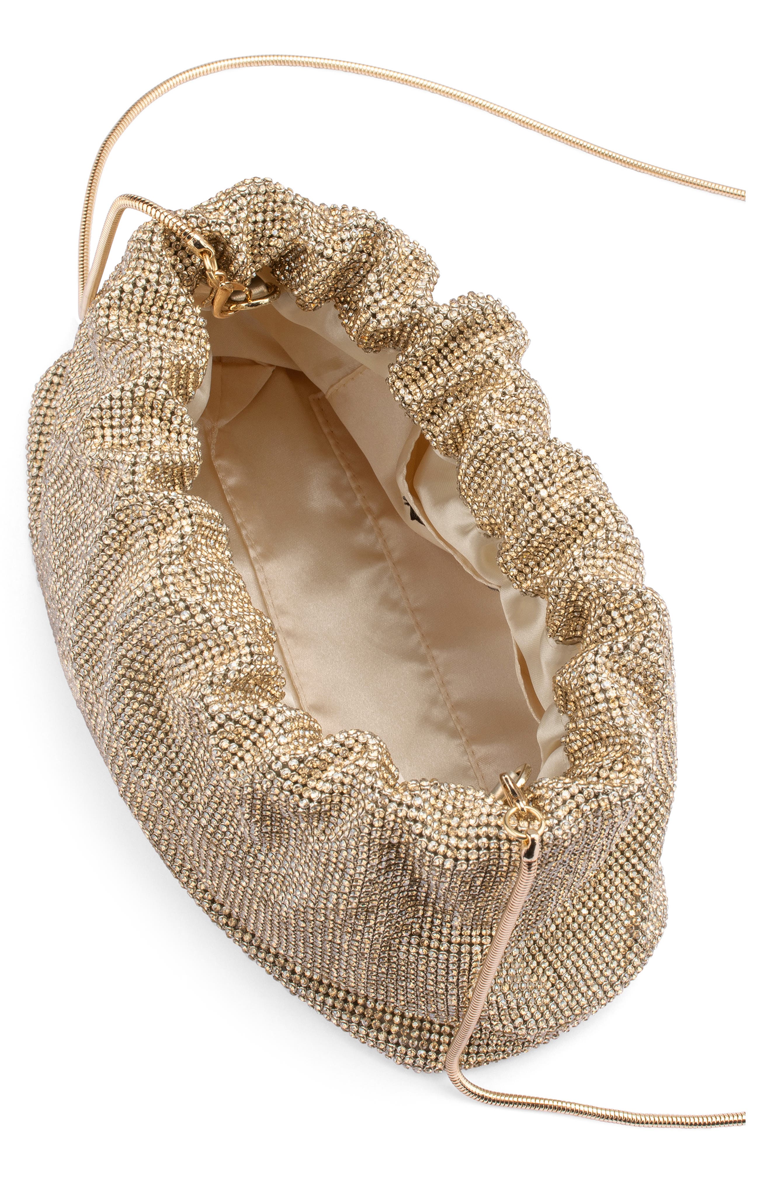 Olga Berg Jessie Crystal Mesh Pouch, Alternate, color, Gold