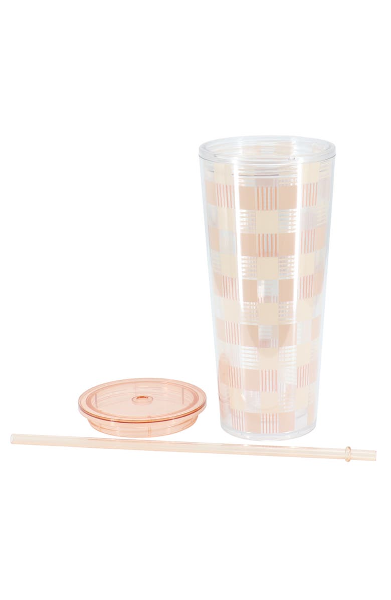 Mr. Coffee Modern Euphoria 4 Piece 23 Ounce Plastic Tumbler with Straw and Lid Set, Alternate, color, Clear