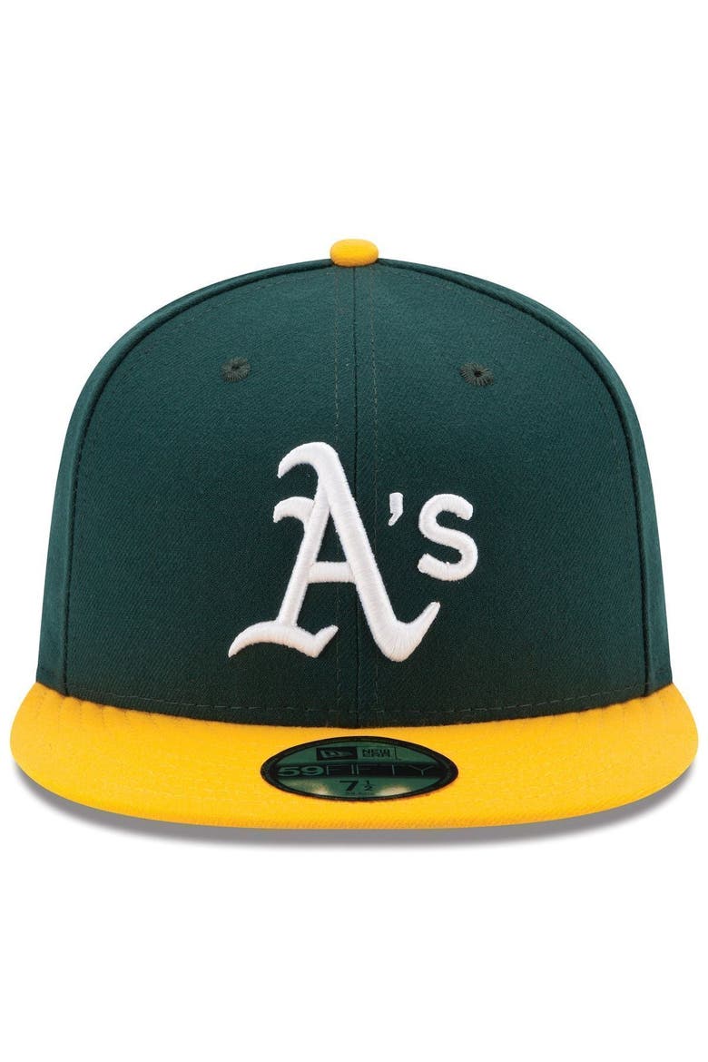 Men's New Era Green/Yellow Oakland Athletics Home Authentic Collection On-Field 59FIFTY Fitted Hat, Alternate, color, GREEN