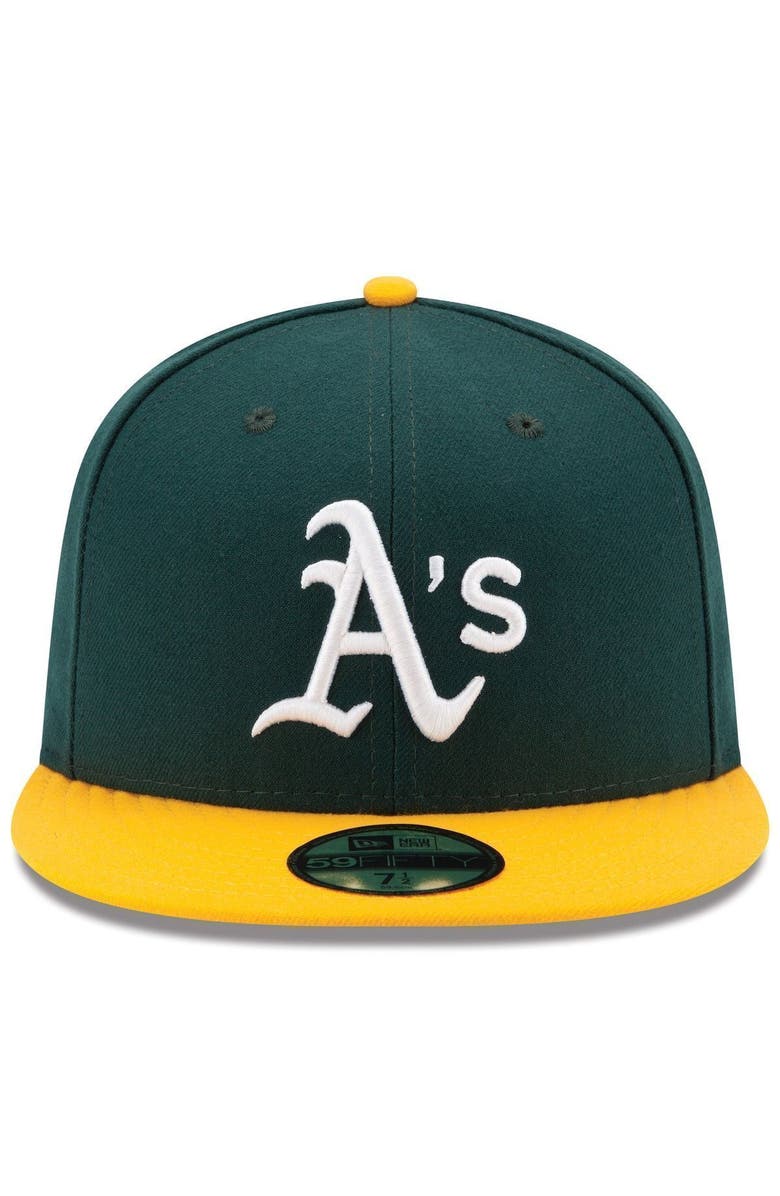 New Era Men's New Era Green/Yellow Oakland Athletics Home Authentic Collection On-Field 59FIFTY Fitted Hat, Alternate, color, Green