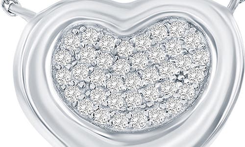 Simona Sterling Silver Pavé Cubic Zirconia Heart Pendant Necklace In Silver