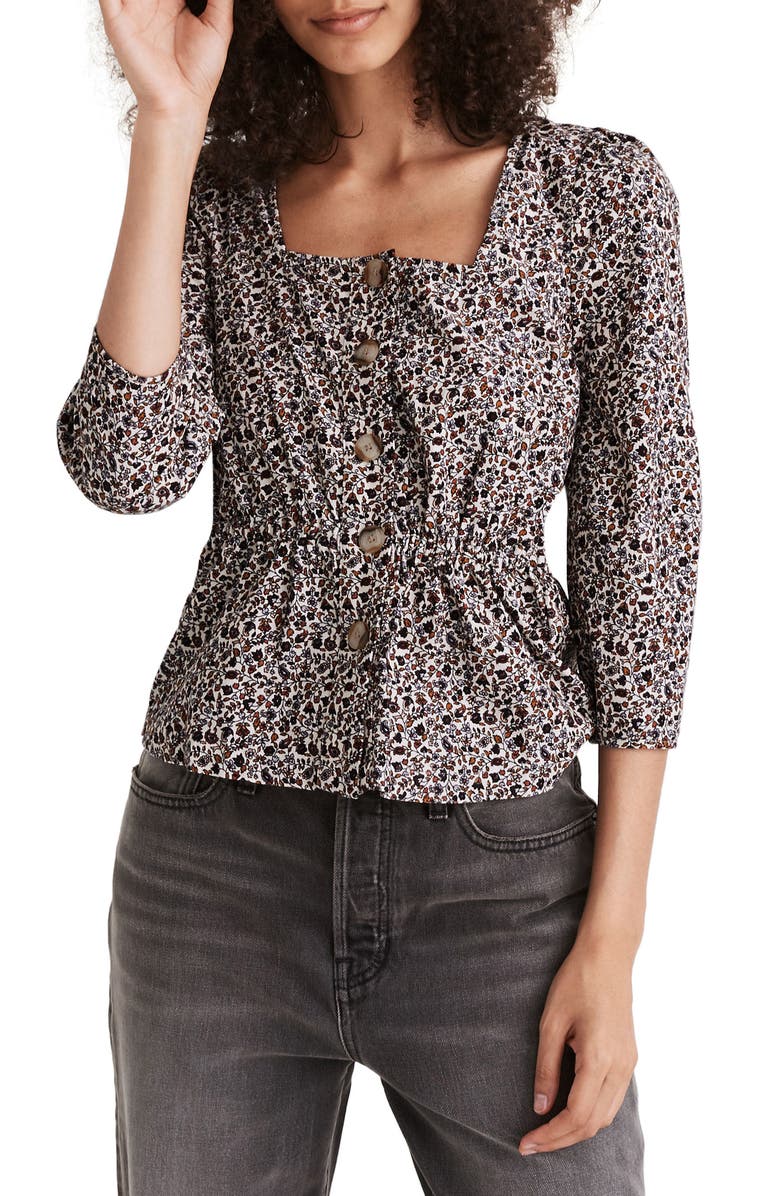 Madewell Button Front Peplum Corduroy Top, Main, color,