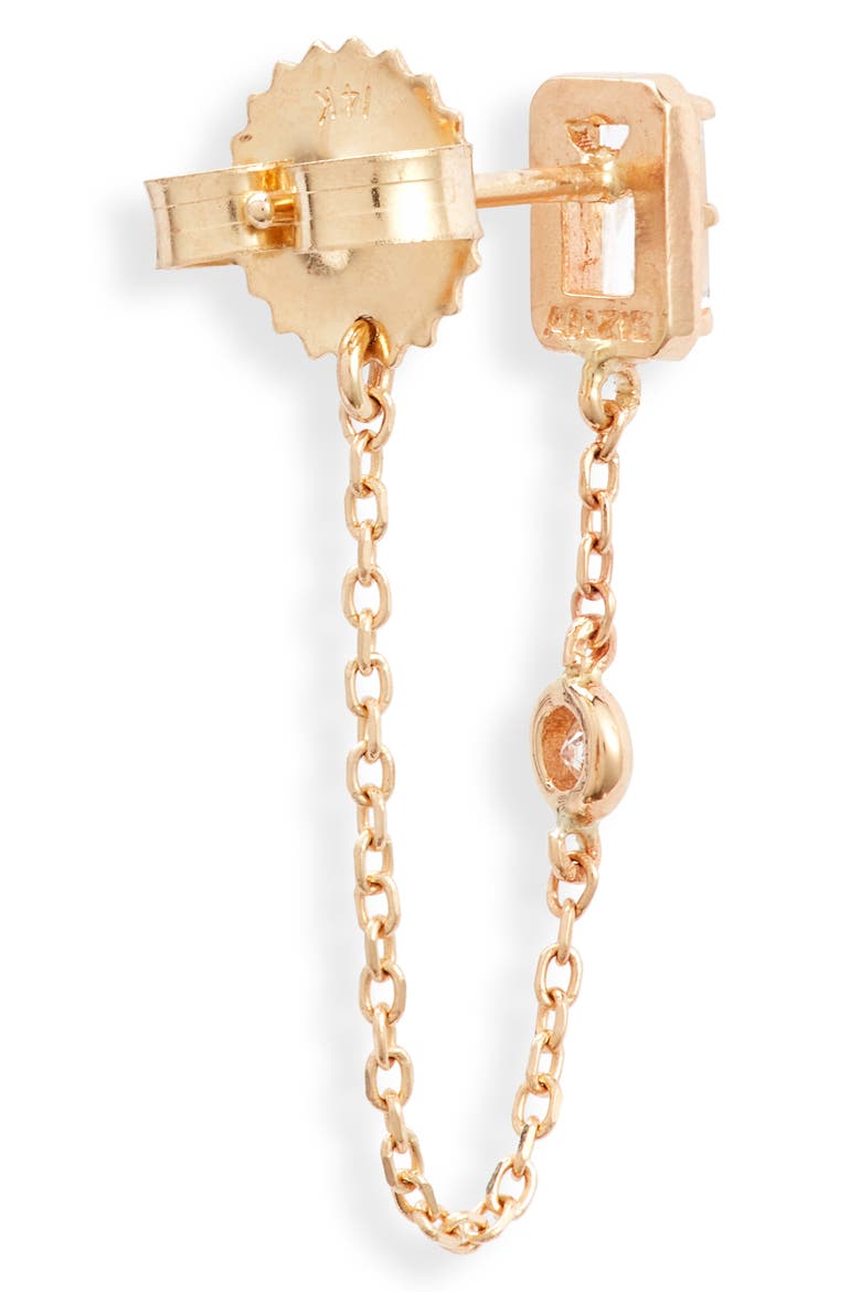 Cléo Chain Drop Diamond Front/Back Earrings, Alternate, color, WHITE