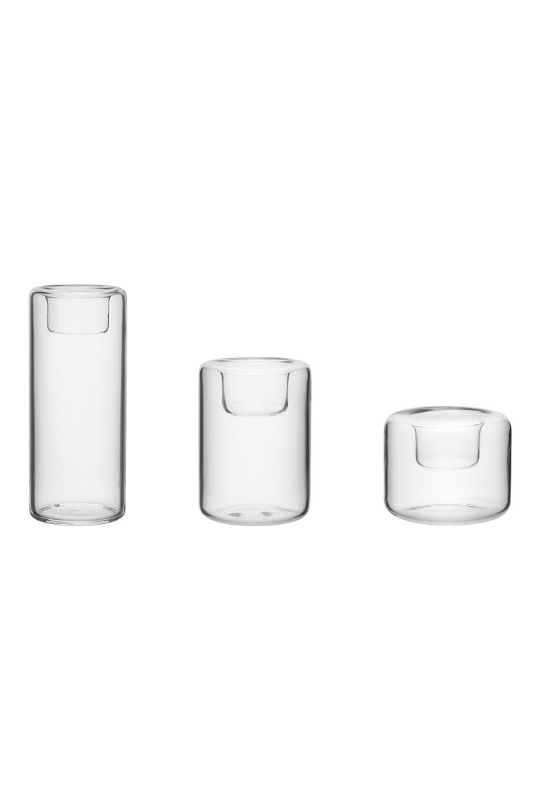 Happy Set of 3 Glass Votive Holders, Main, color, CLEAR