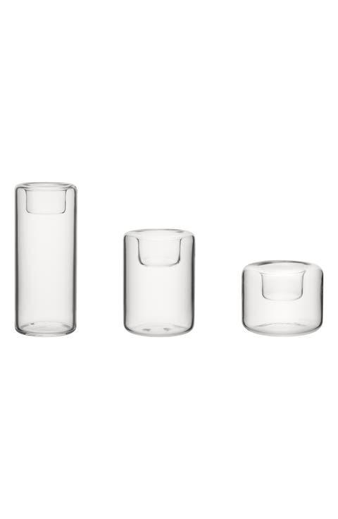 Happy Set of 3 Glass Votive Holders