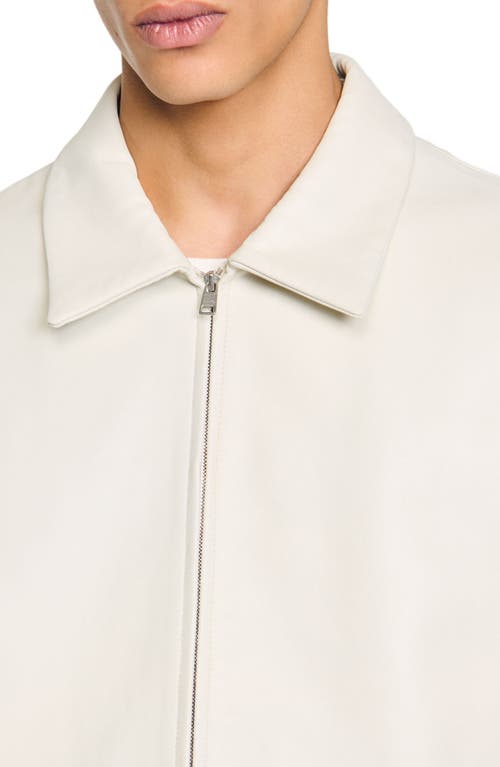 Sandro Classic Leather Jacket In Aluminum