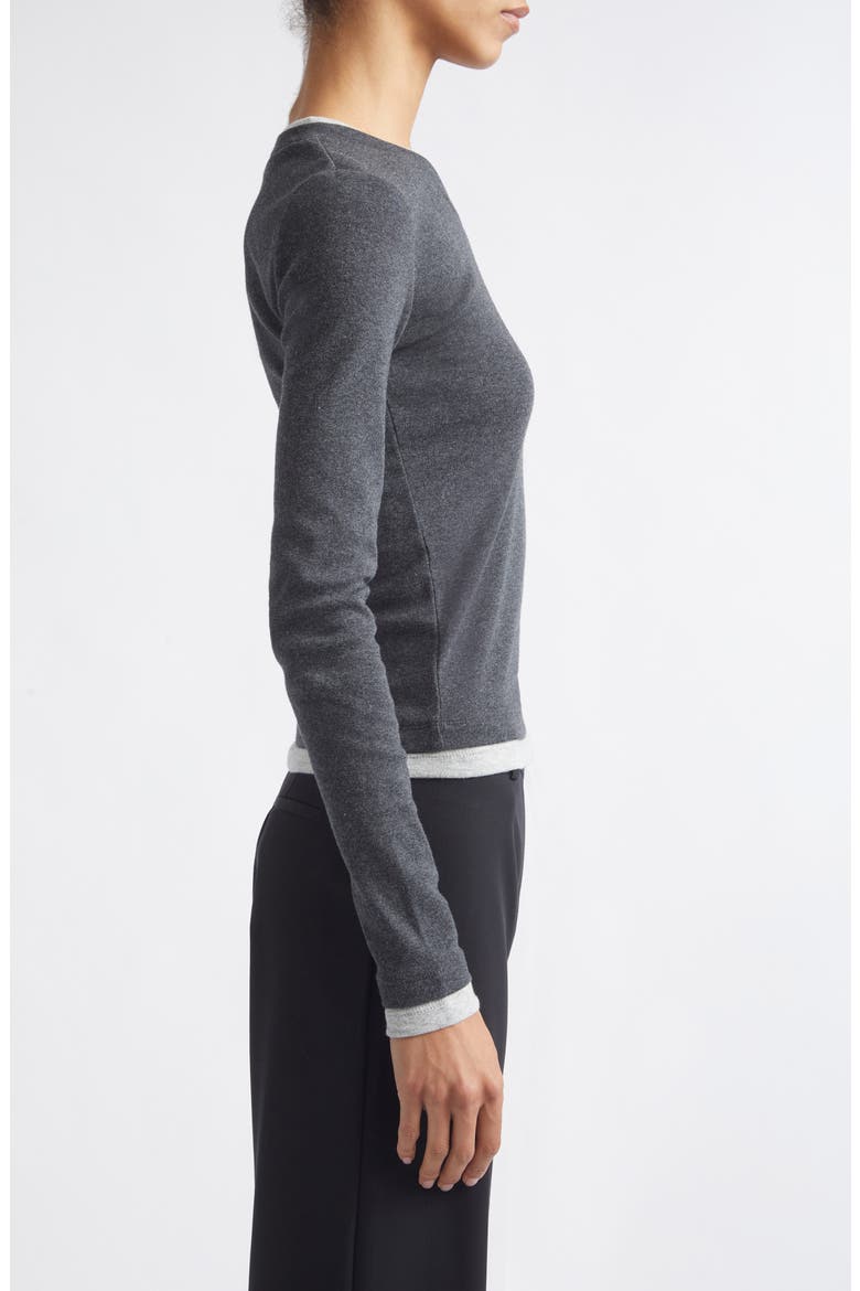 V-Neck Organic Cotton Long Sleeve Tee, Alternate, color, CHARCOAL MELANGE