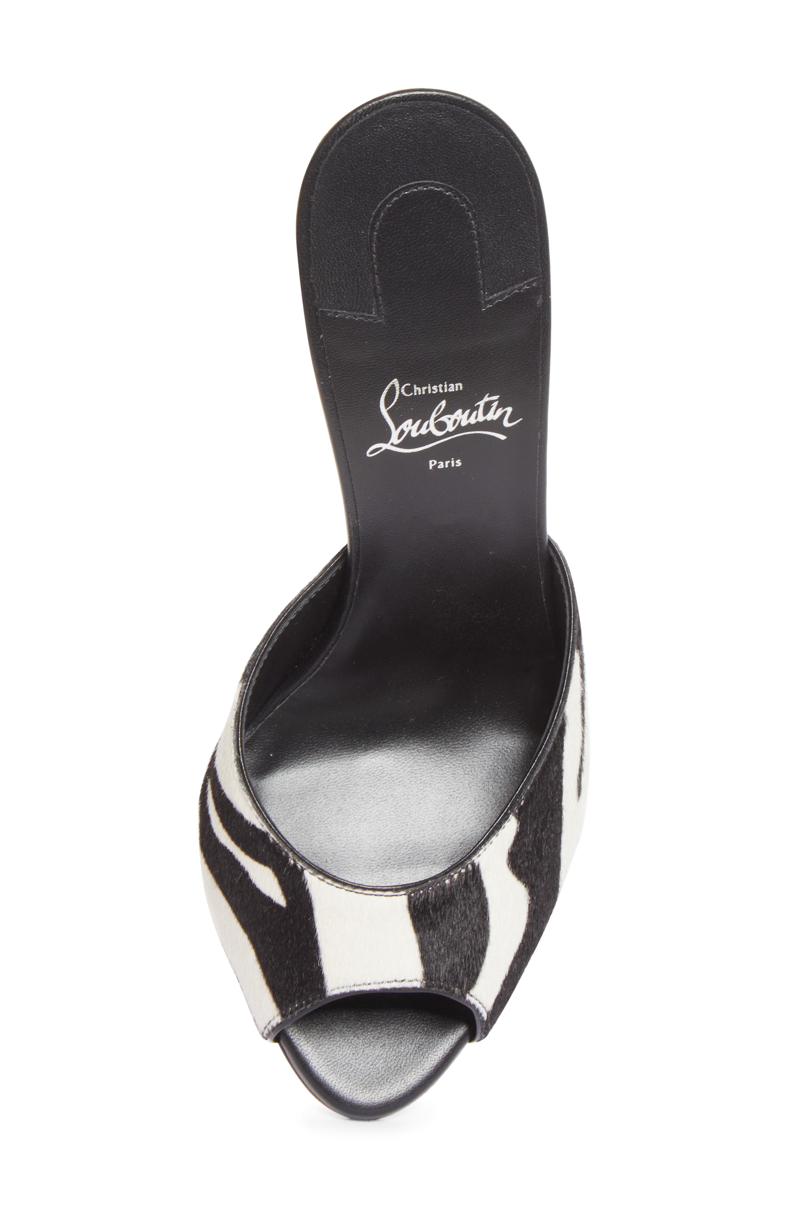 Me Dolly Peep Toe Mule, Alternate, color, 36C6 WHITE BLACK/ LIN BLACK