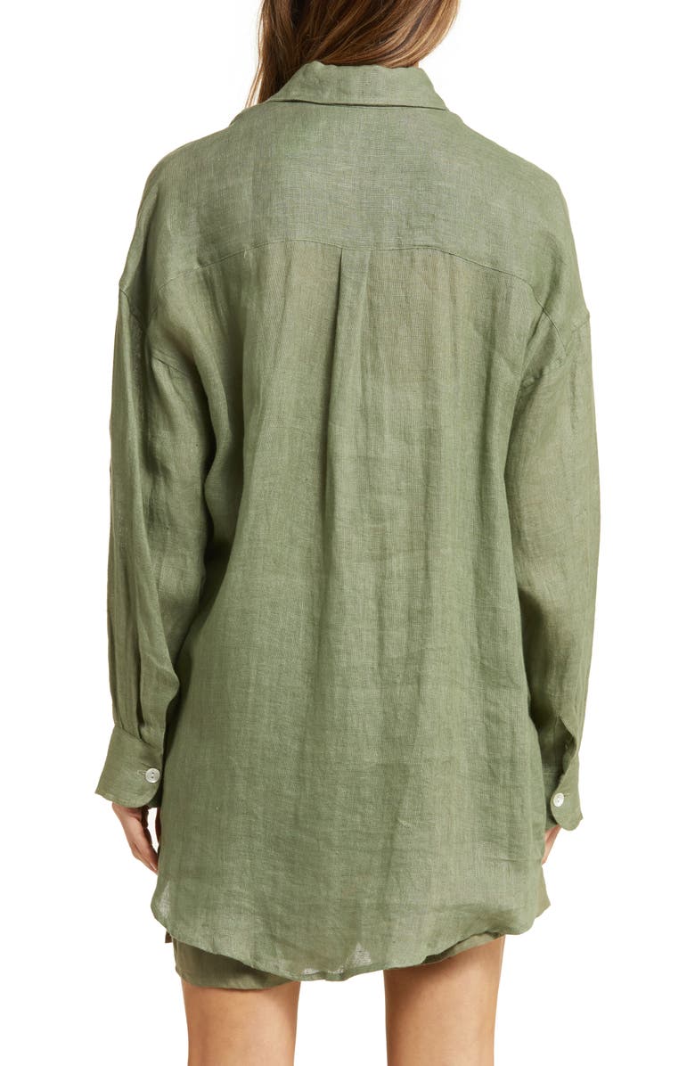 Vitamin A<sup>®</sup> Playa Oversize Linen Cover-Up Shirt, Alternate, color, Agave Eco Linen
