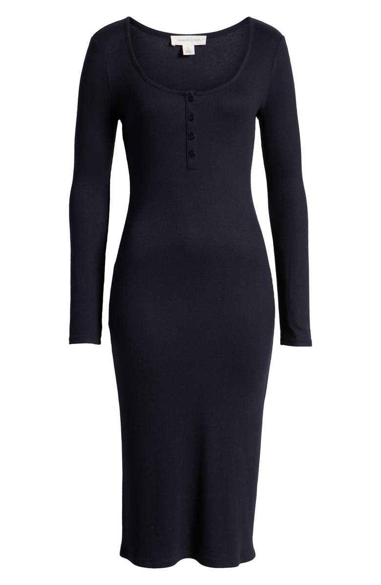 Treasure & Bond Ribbed Henley Midi Dress, Alternate, color,