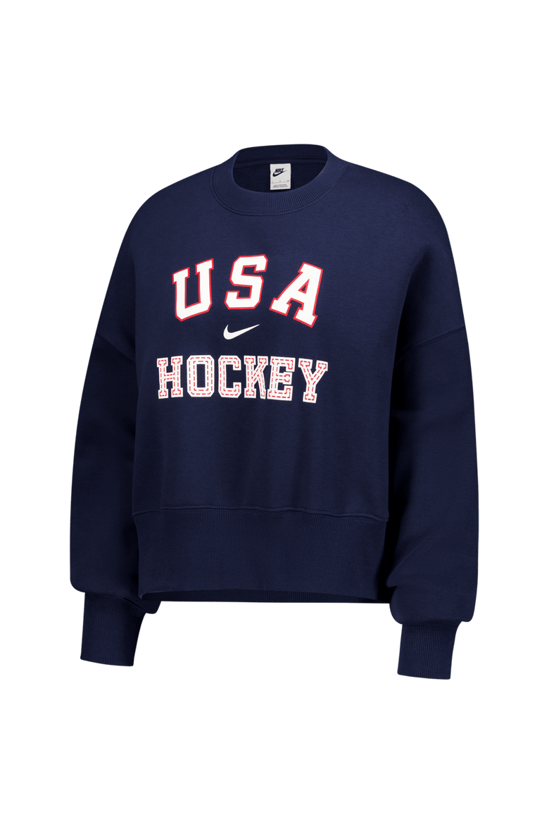 Women's Nike Navy US Hockey Oversized Phoenix Fleece Sweatshirt, Alternate, color, Navy