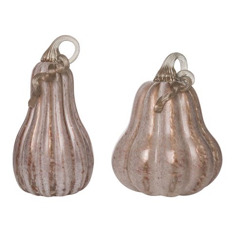 Pink Harvest Pumpkins with Crackle Detail Set of 2