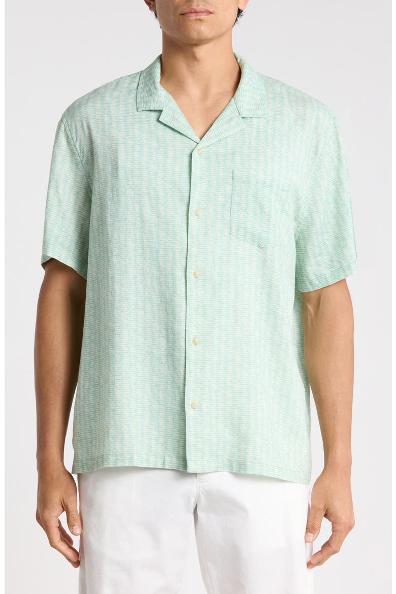 Resort Camp Shirt, Alternate, color, AQUA SARDINE PRINT