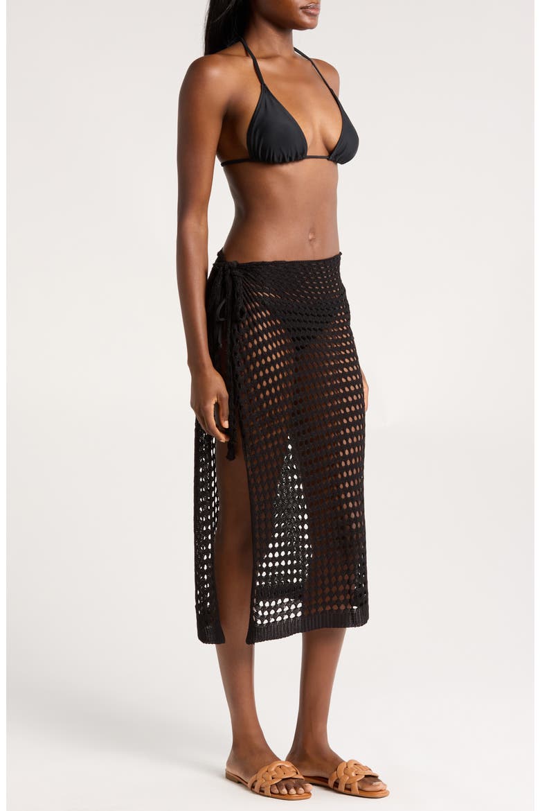 Open Stitch Cover-Up Skirt, Alternate, color, BLACK