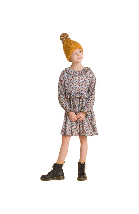 Girls' Ruffle Collar Long Sleeve Dress