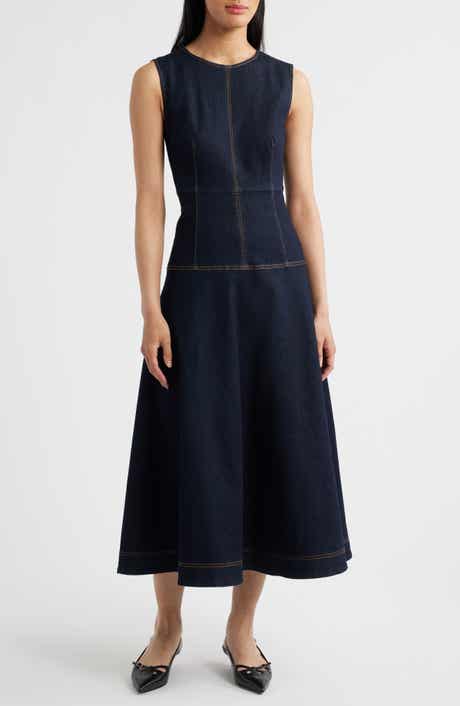 ZOE AND CLAIRE Sleeveless Denim A-Line Midi Dress