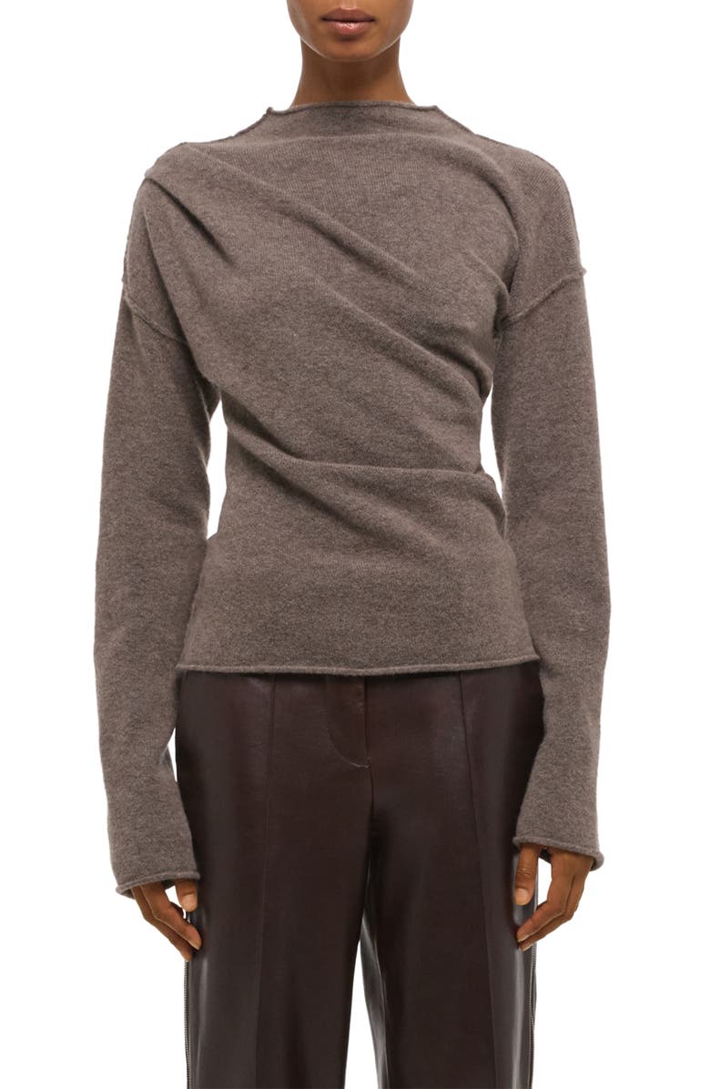 Helmut Lang Funnel Neck Sweater, Main, color, Grey Brown