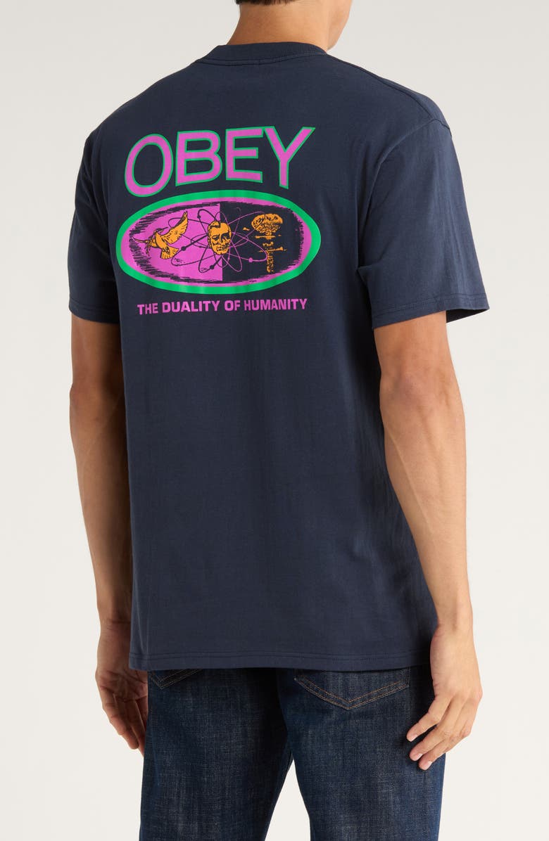 Obey Duality of Humanity Graphic T-Shirt, Alternate, color, Navy
