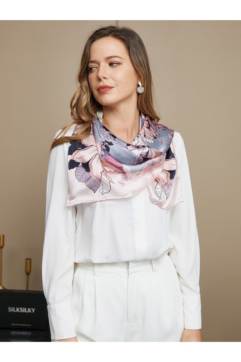 Floral Print Silk Scarf, Alternate, color, Multi