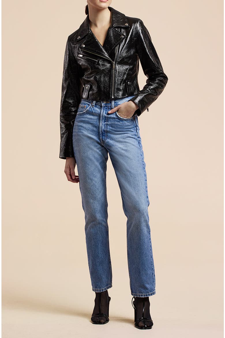 Patent Moto Jacket, Alternate, color, Black